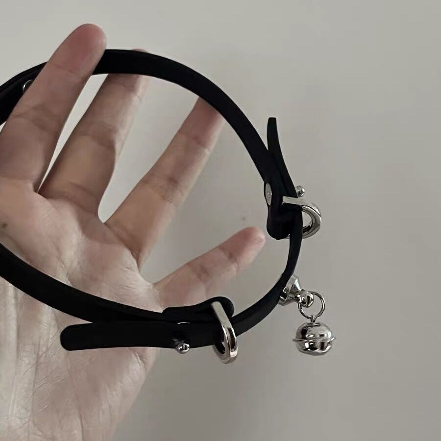 Binaural Little Bell Shape Leather Fashion Short Neck Band Christmas Collar