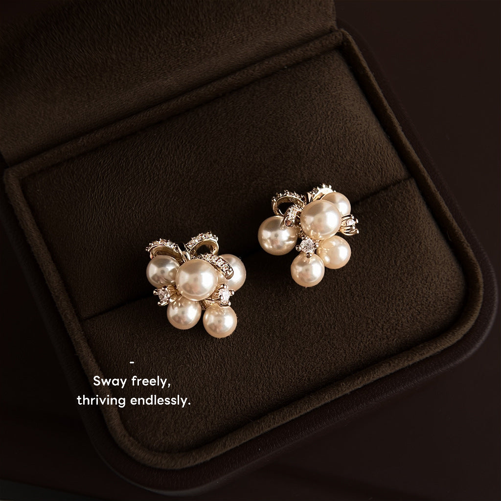 Elegant Coffee Gold Pearl Grape Cluster Female Affordable Luxury Style Rings