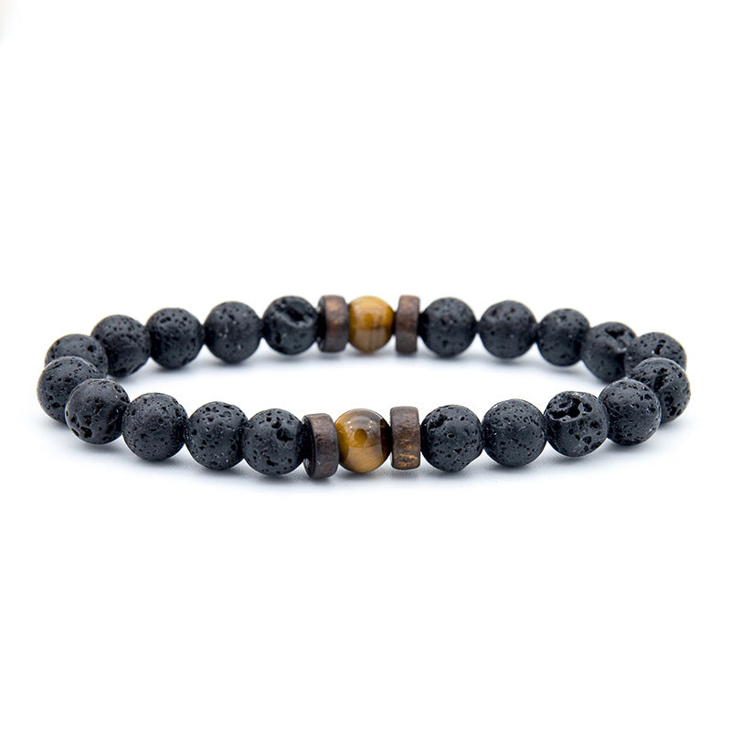 Men's Beaded Fashion Volcanic Rock Wooden Bead Bracelets