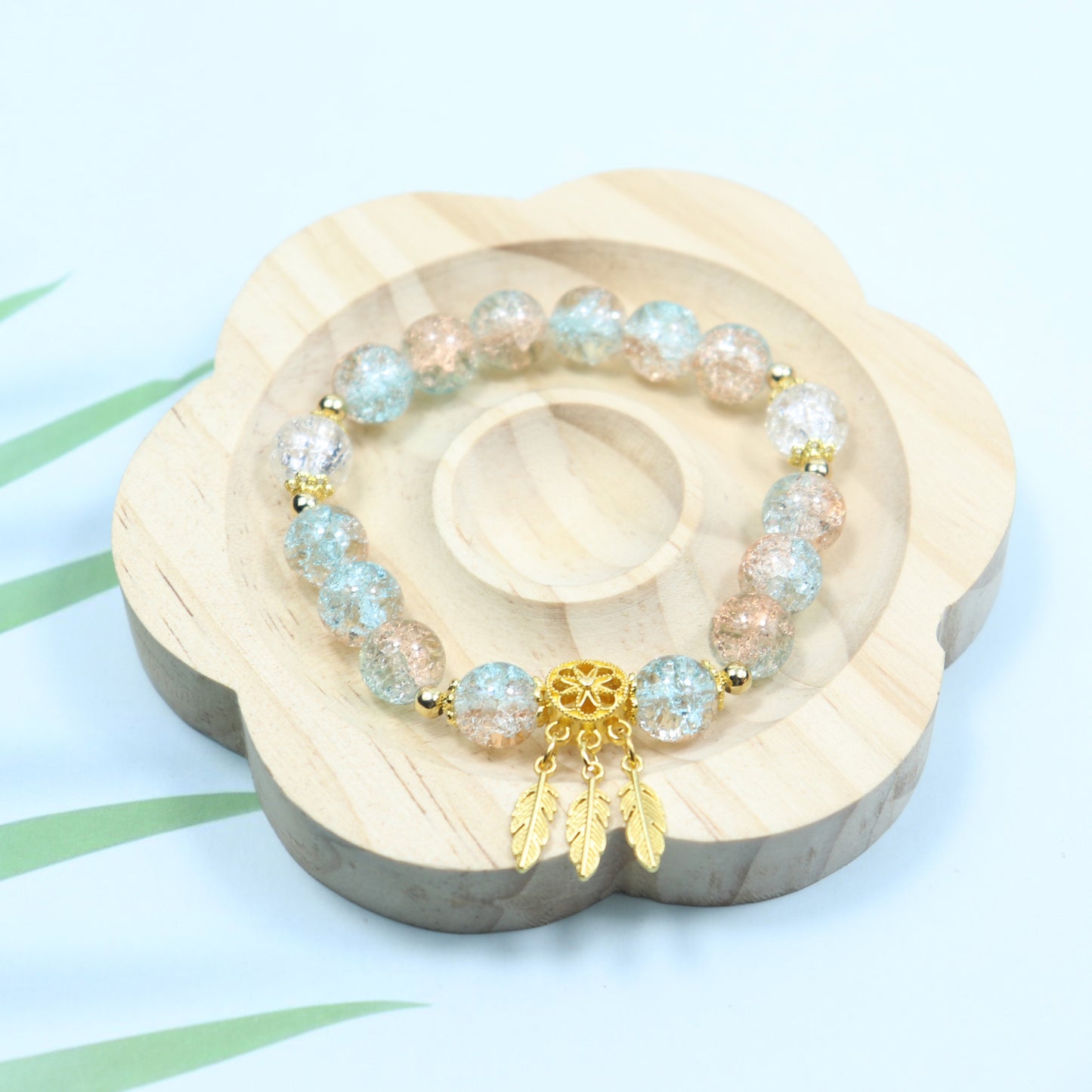 Gold Beaded Feather Glass Chipping Beads Bead Night Market Bracelets