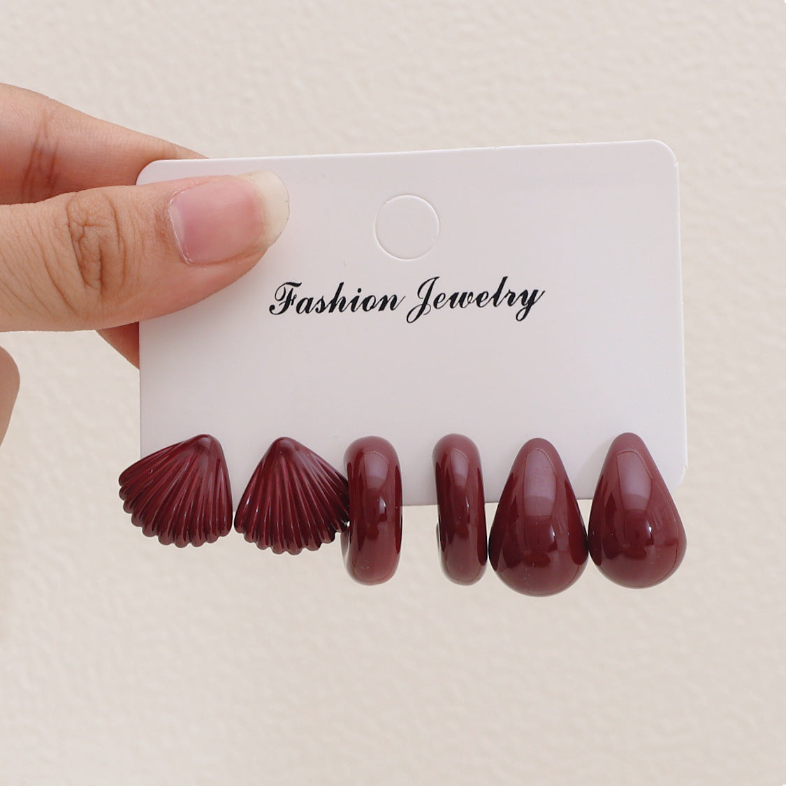 Women's Red Acrylic Water Drop Geometry Type Boutique Trendy Sets Of Earrings