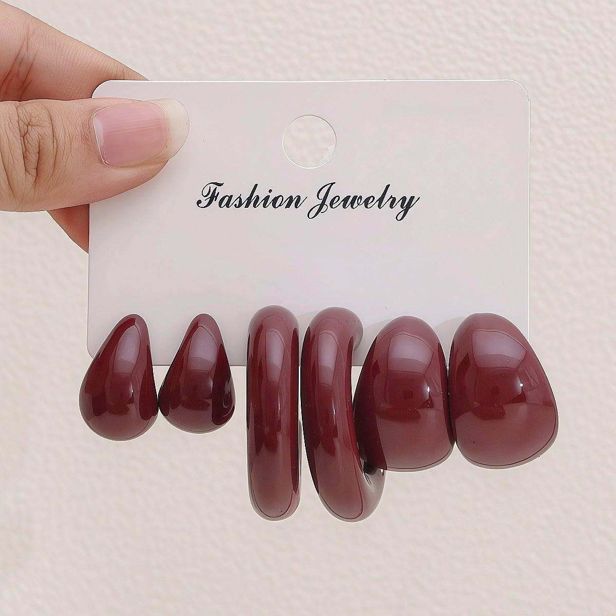 Women's Red Acrylic Water Drop Geometry Type Boutique Trendy Sets Of Earrings