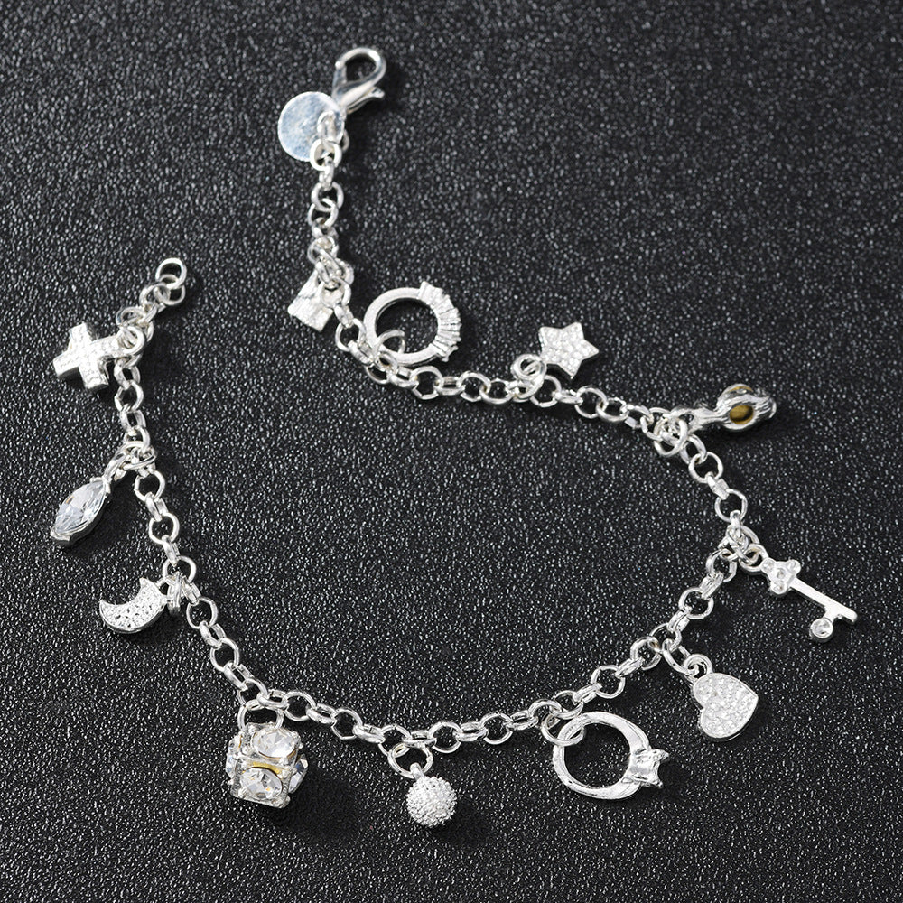 Creative Attractive Women's Sier Fashion Thirteen Bracelet