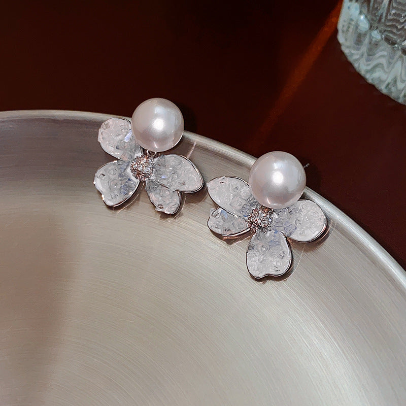 Blue Crystal Butterfly Flower Fashion Simple Fresh Light Luxury High Earrings