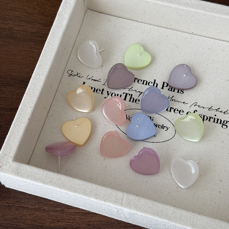 Women's Colored Loving Heart Fairy For Sweet High-grade Jelly Imitation Cat Stud Earrings