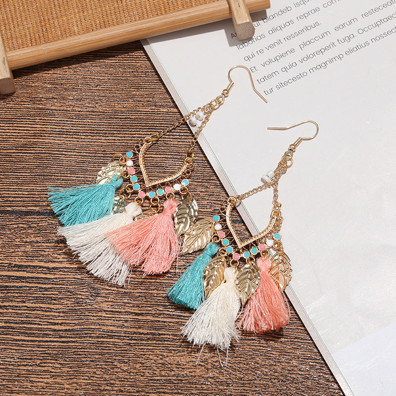 Women's Ornament Ethnic Style Tassel Fringe Ear Hook Earrings