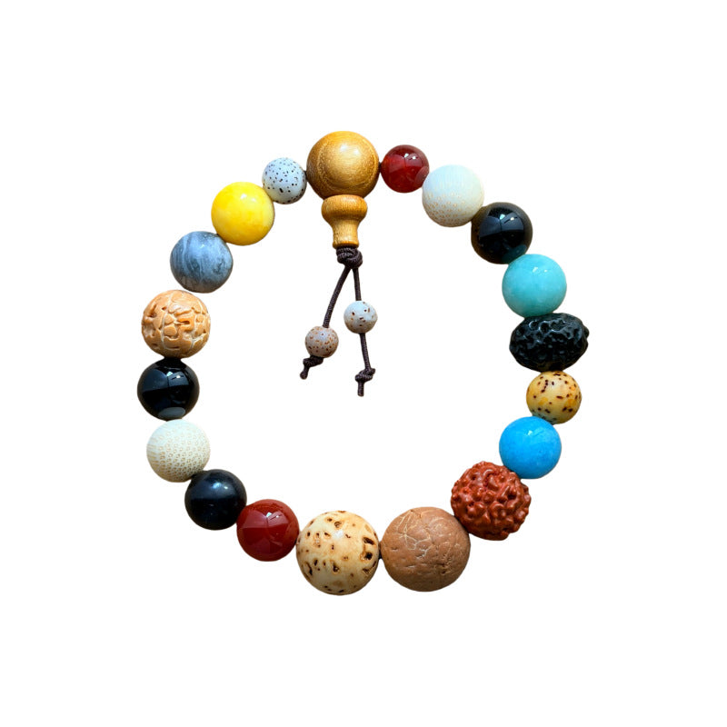Women's & Men's Spot Seeds Multi Jewels Bodhi Prayer Bracelet