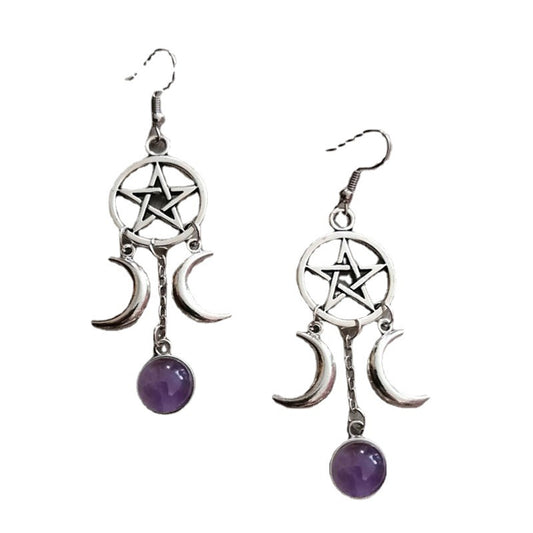 Women's Fashion Gift Five-pointed Star Triple Moon Earrings