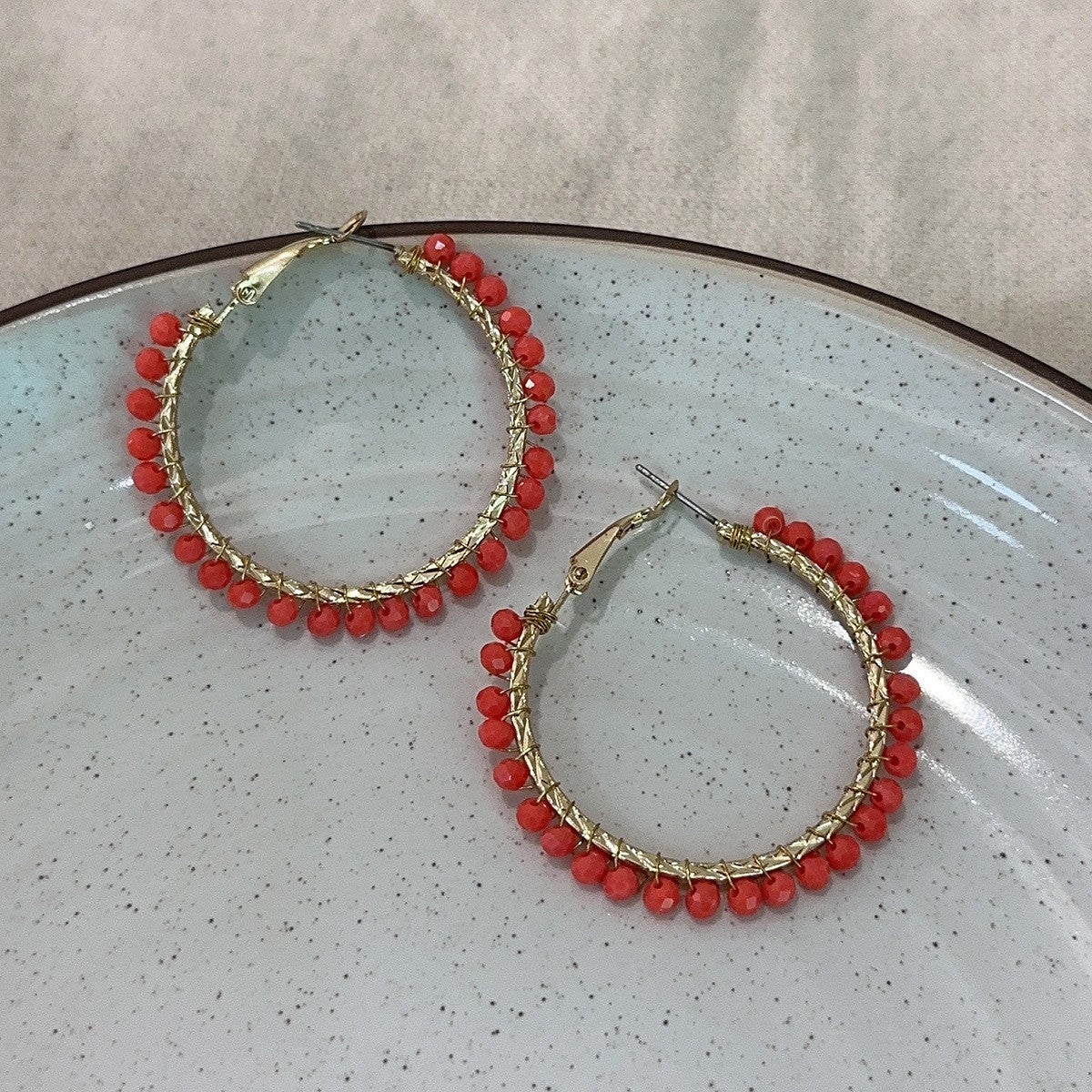 Drop-shaped Handmade Woven Crystal Beaded Bohemian Earrings
