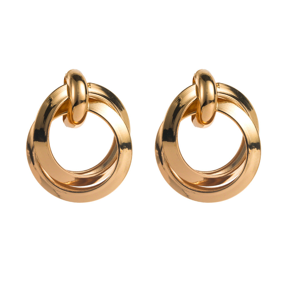 Cool Style Simple Generous Geometric Round Ear Earrings