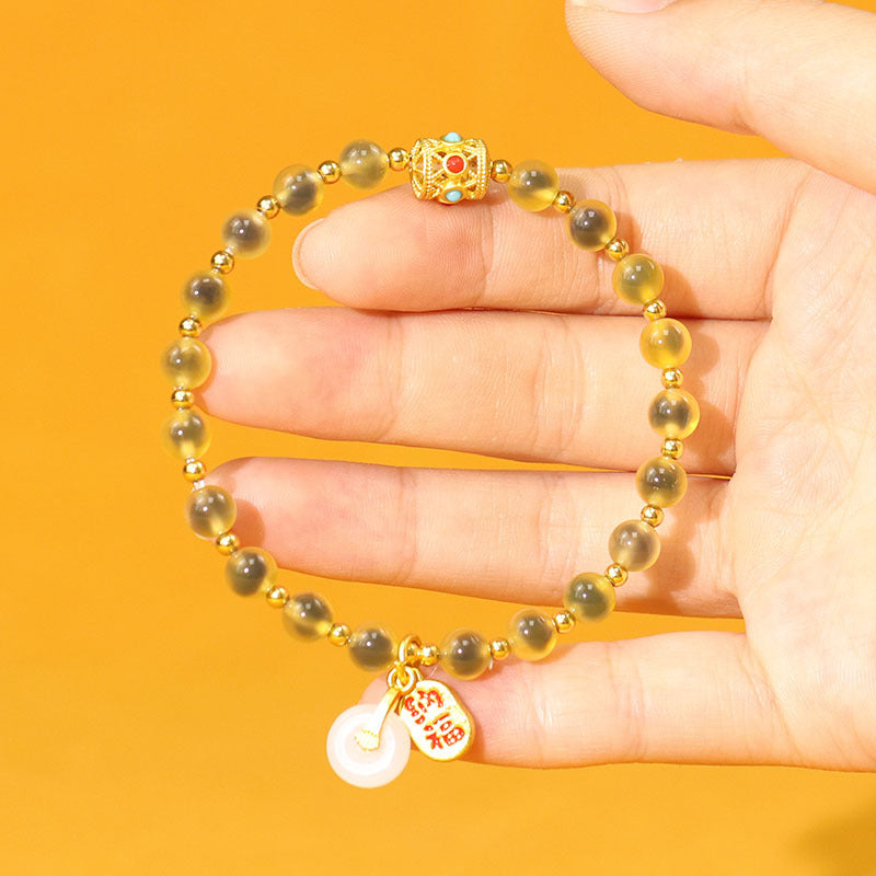 Agate Half Female Peace Buckle Lucky Light Luxury Temple Cultural Bracelet