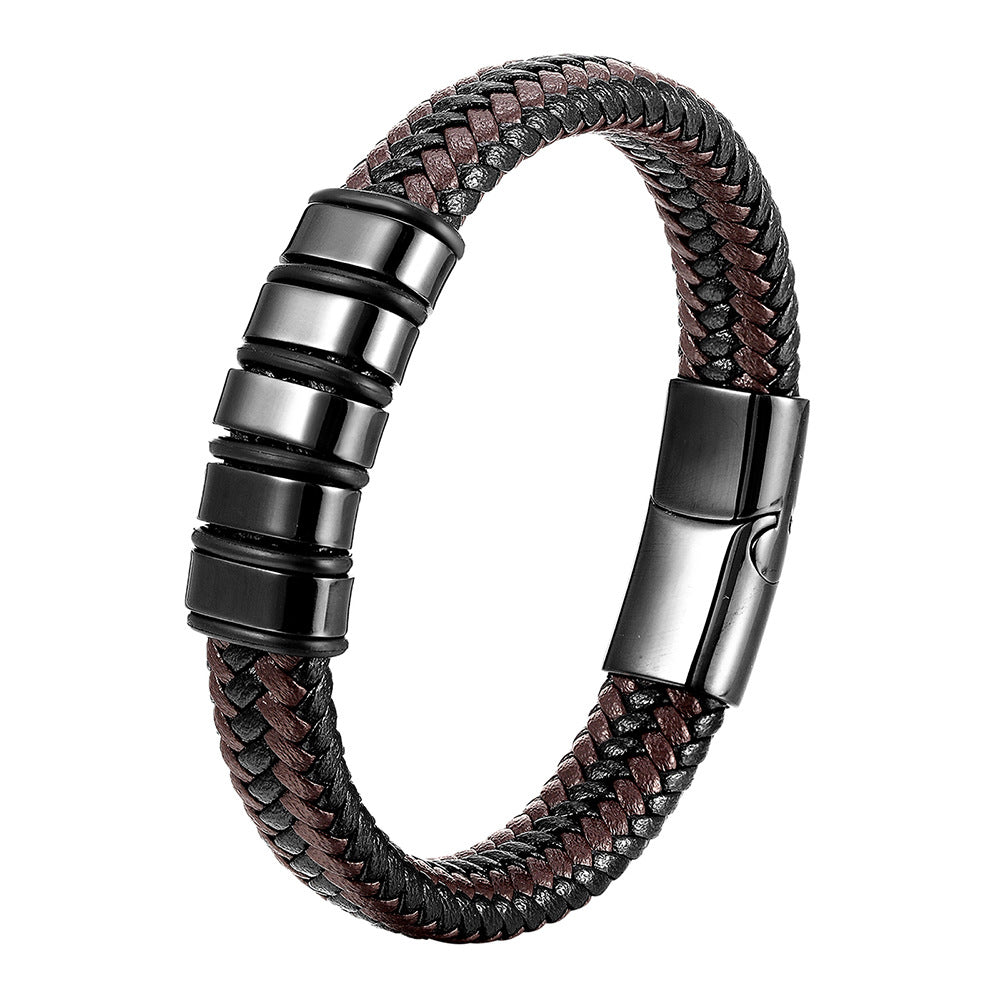 Men's Leather Hand-woven Chain Authentic Weave Vintage Stainless Bracelets