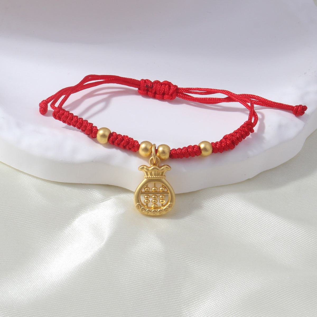 Braided Red Rope Auspicious Language Butterfly Fortune Cat Safe Joy Bracelets