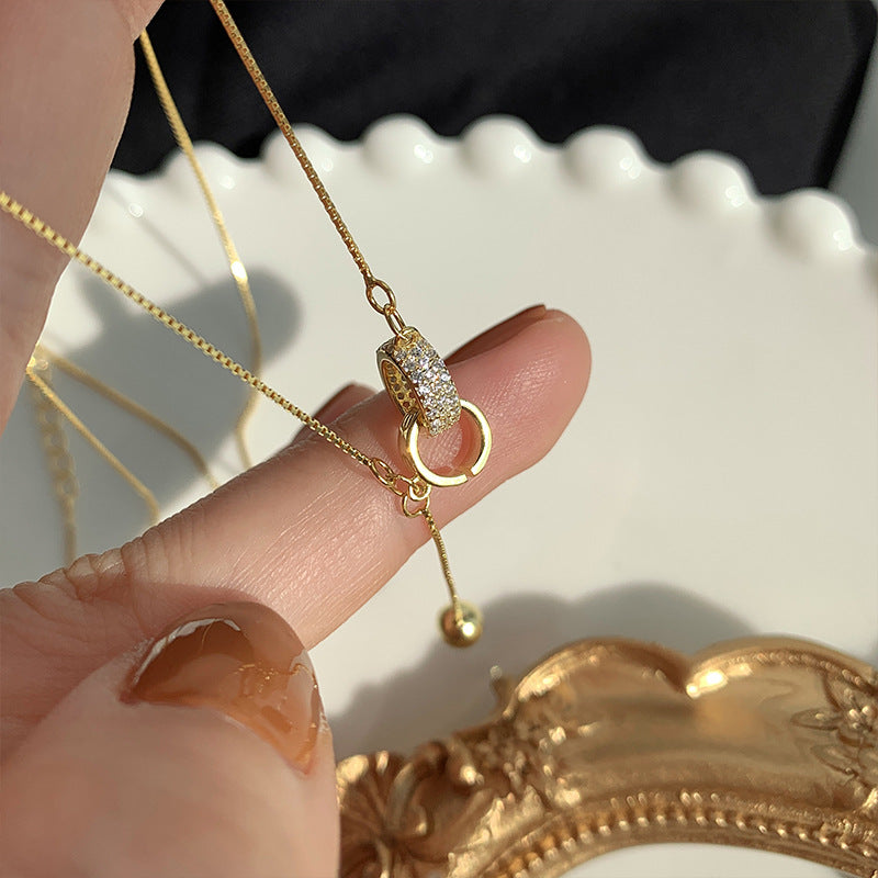 Summer Light Luxury Gold Plated Niche Design Buckle Simple Clavicle Necklaces