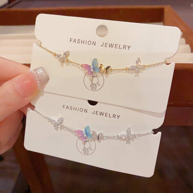 Sweet Zircon Butterfly Exquisite Light Luxury Unique Bracelet