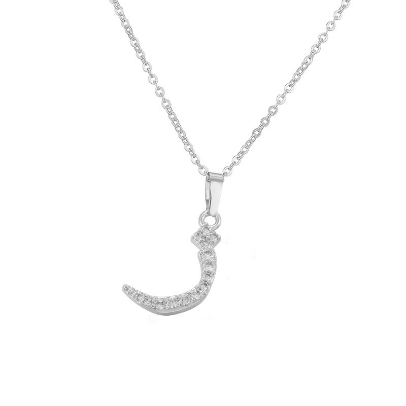 Copper Inlaid Zirconium Arabic Letter Personalized Necklaces