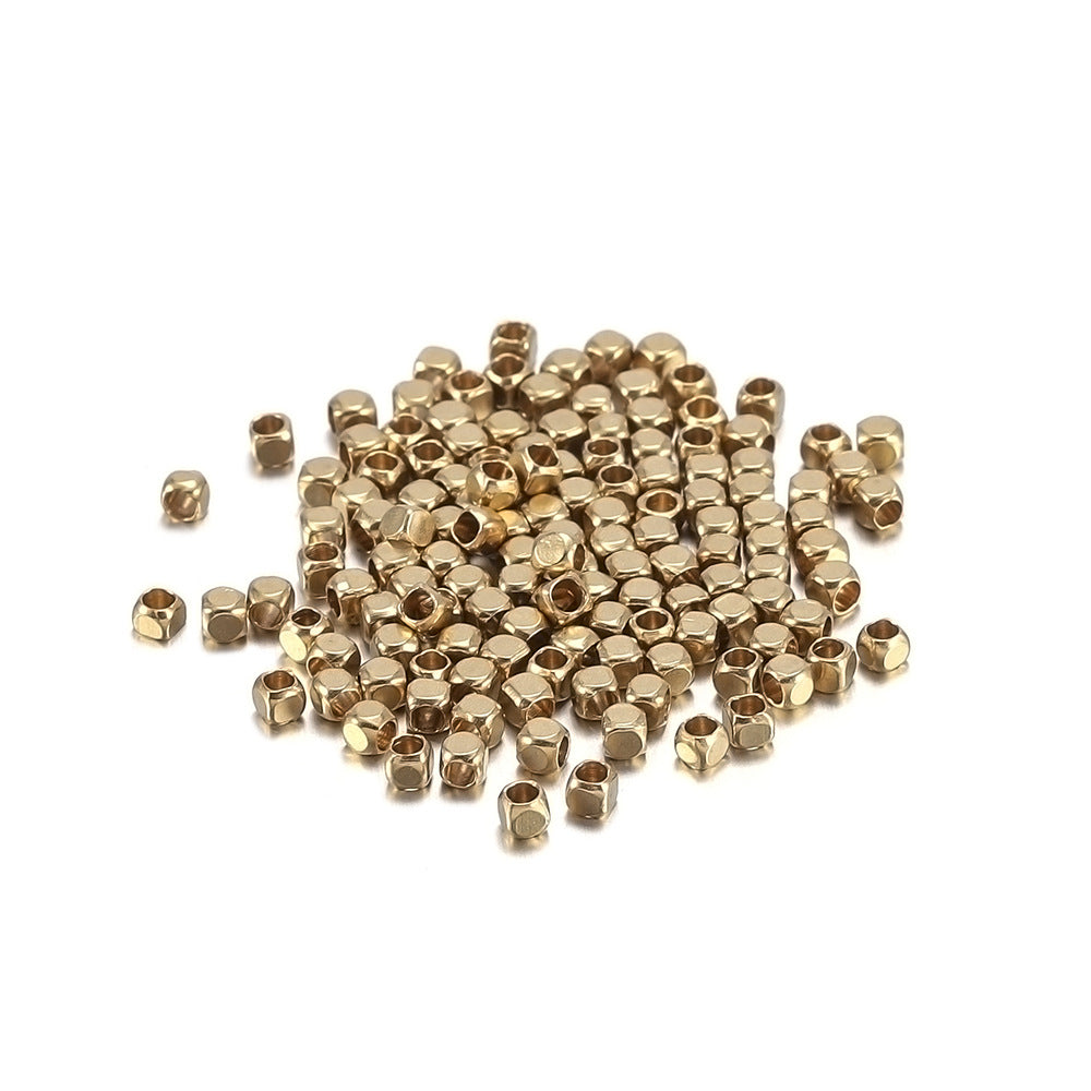 Brass Pearlescent Perforated Beads Square Metal Jewelry Accessories