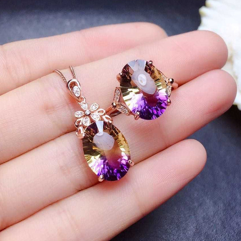 Live Broadcast Colorful Watermelon Tourmaline Bright Luxury Egg-shaped Necklaces