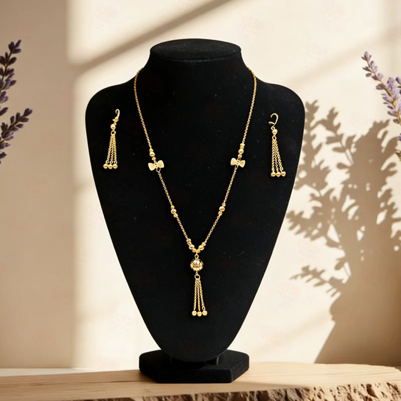 Imitation Three Female Hollow Design Light Luxury High-grade Sense Lucky Jewelry Set