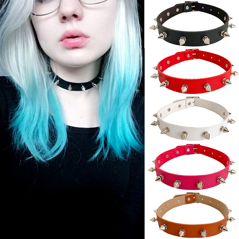 Spike Rivet Leather Rock Punk Neck Band Necklaces