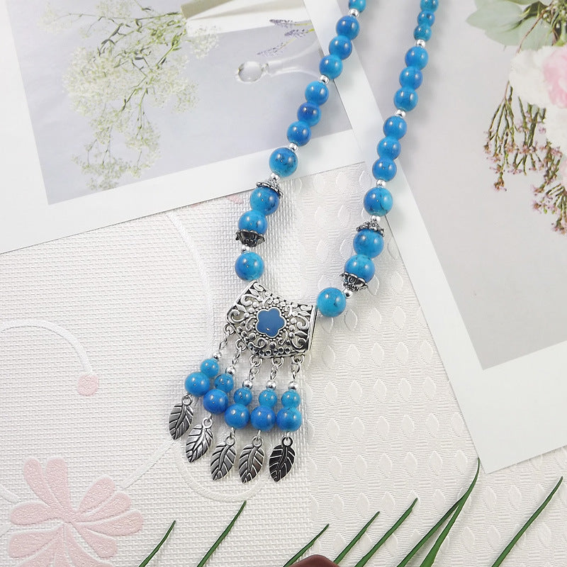 Ethnic Tibetan Colorful Beads Female Phoenix Necklace