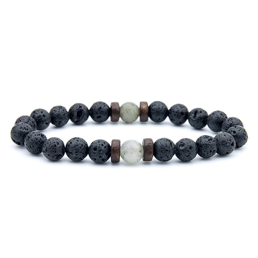 Men's Beaded Fashion Volcanic Rock Wooden Bead Bracelets