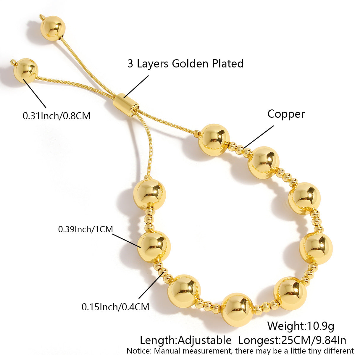 Pearl Plated Golden Balls Lucky Beads Bracelet