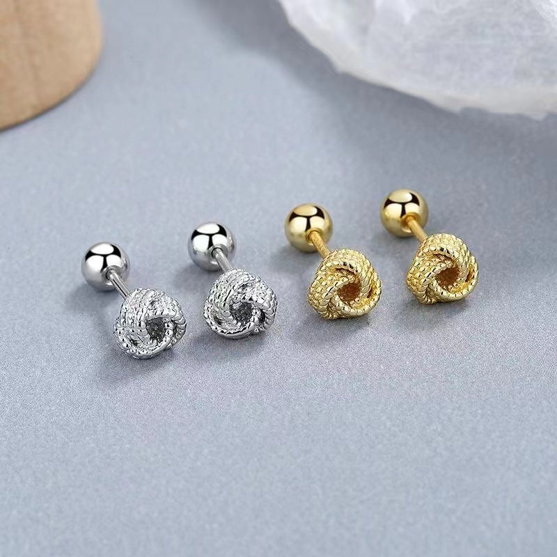 Women's Sterling Sier For Bone Nail Knot Earrings