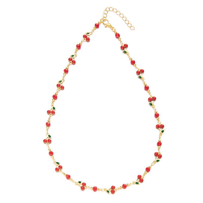 Women's High-grade Love Heart Flowers Beaded Small Flower Necklaces