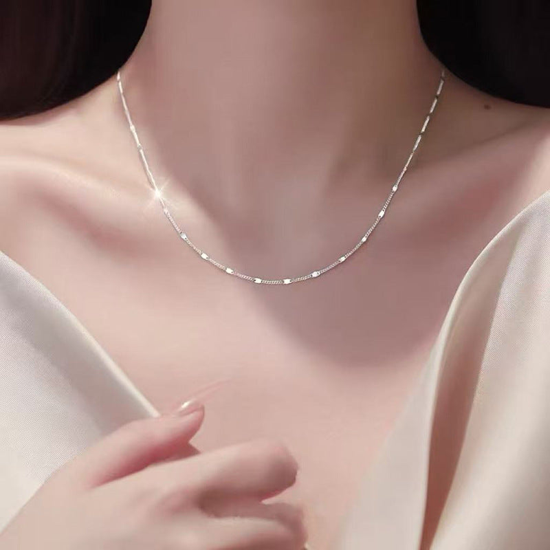 Women's Sier Lucky Beads Bowknot Clavicle Chain Light Luxury Minority High-grade Necklace