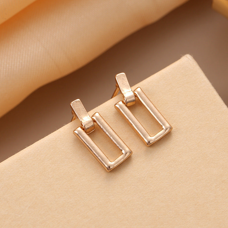 Women's Sier Needle Small Geometric Square Metallic Simple Special Earrings