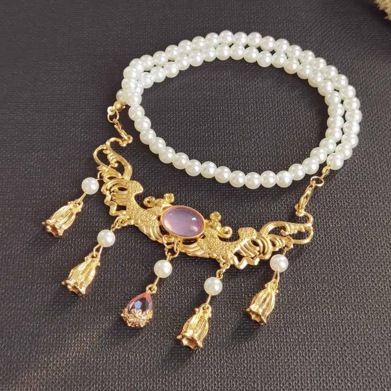 Women's Water Drop Crystal Soft Luo Chest Collar Tang Alloy Skirt Necklace