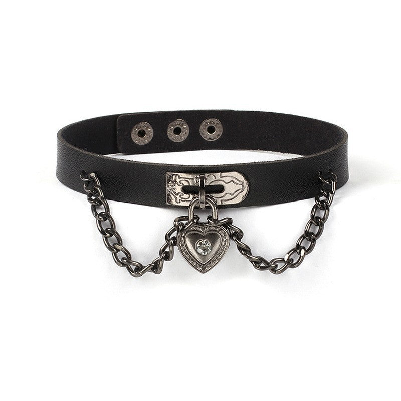 Dark Punk Love Leather Necklet Neckband Popular Style Collar