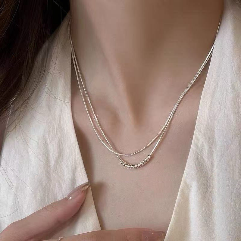 Sier Safety Lock Chinese Style White Necklace