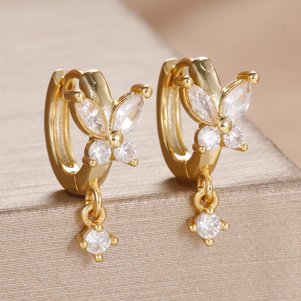 High-grade Micro Inlaid Zircon Circle Ear Earrings