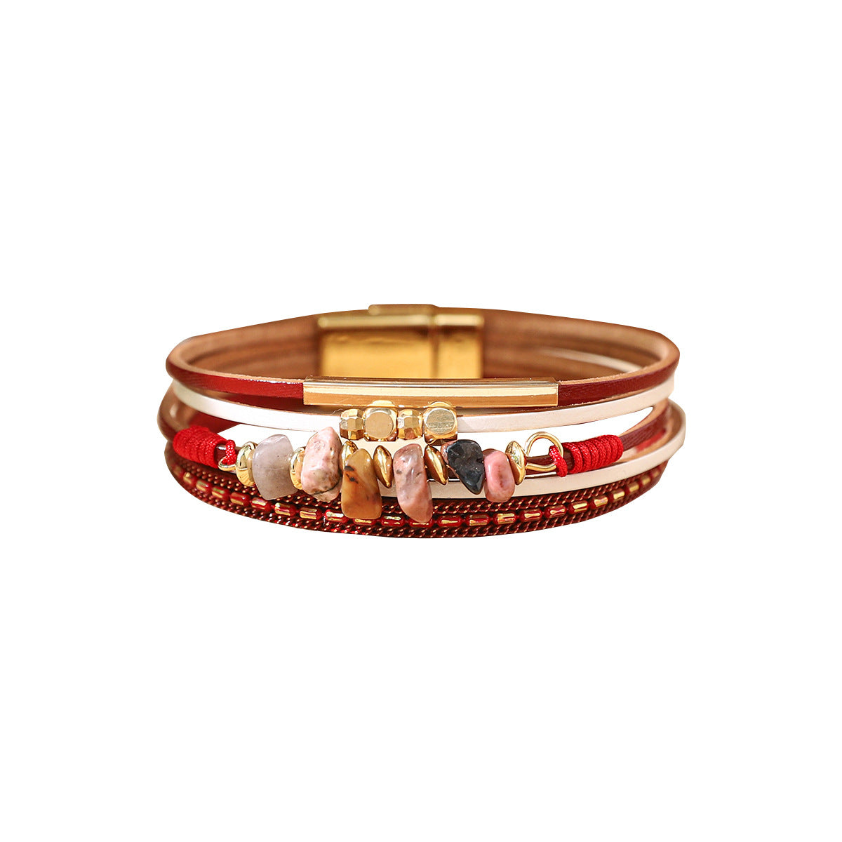 Bohemian Leather Magnetic Snap Style Fashion Bracelets
