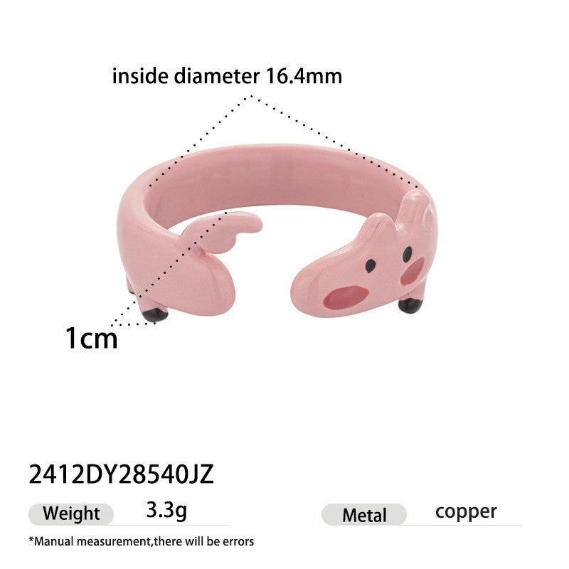 Niche Dopamine Animal Handmade Dripping Oil Cold Enamel Hand Ring