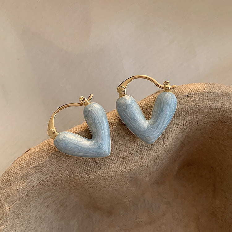 Heart High-grade Trendy Peach Niche Design Light Luxury Western Style Stud Earrings