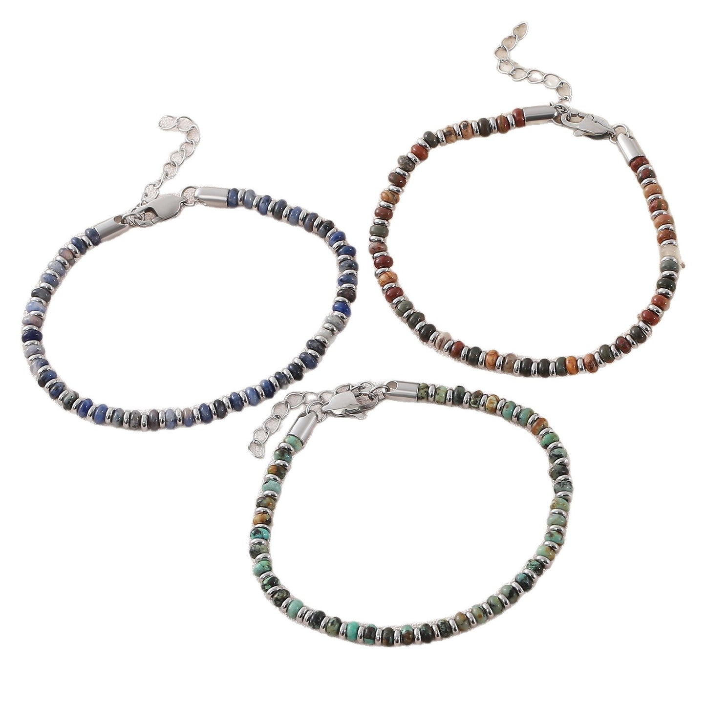 Stone African Pine Blue Pattern Red Turquoise Beaded Boho Fashion Bracelets