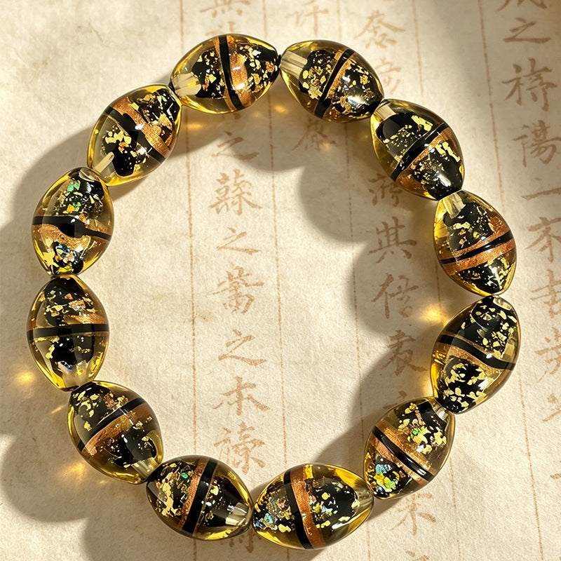 Women's & Men's Luminous Two-color Waist Drum Colored Glaze Crafts Beaded Bracelet
