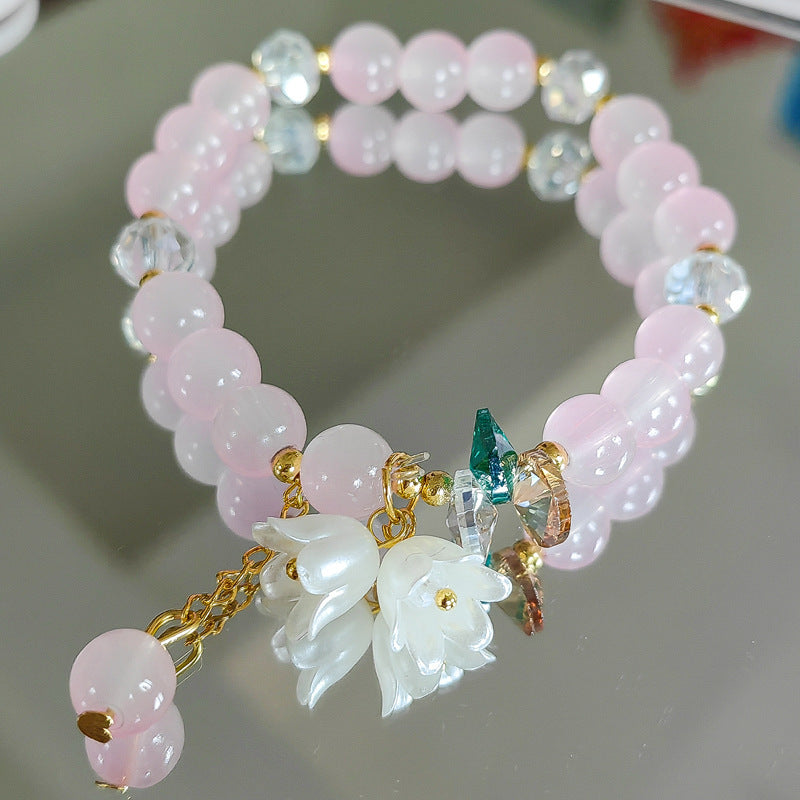 Two-color Lily Female Temperament Small Crystal Bracelet