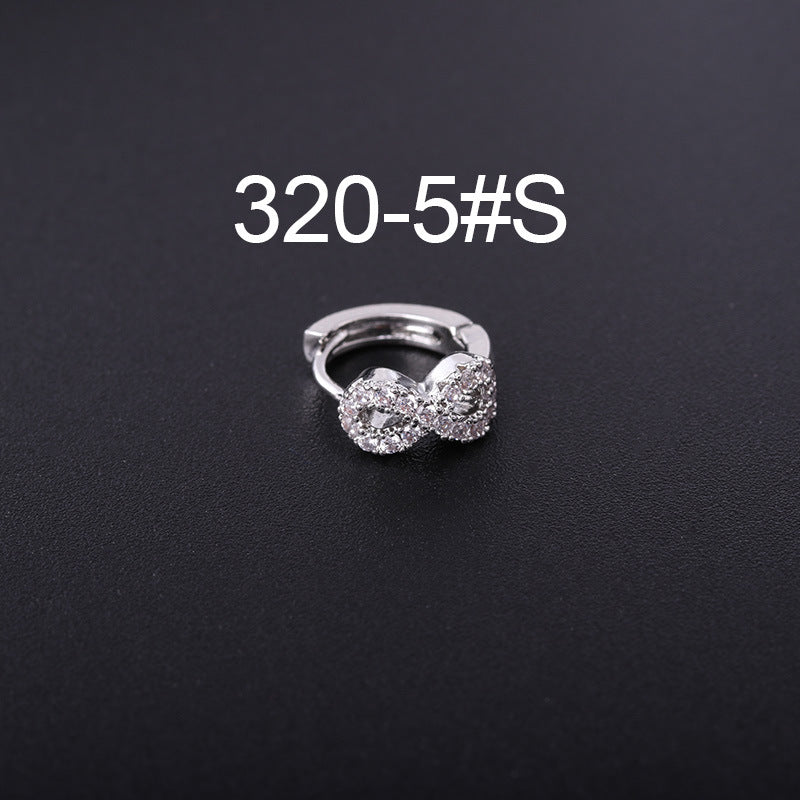 Korean Style Fashion Mini Zircon Small Piercing Star Moon Asymmetric Stud Earrings