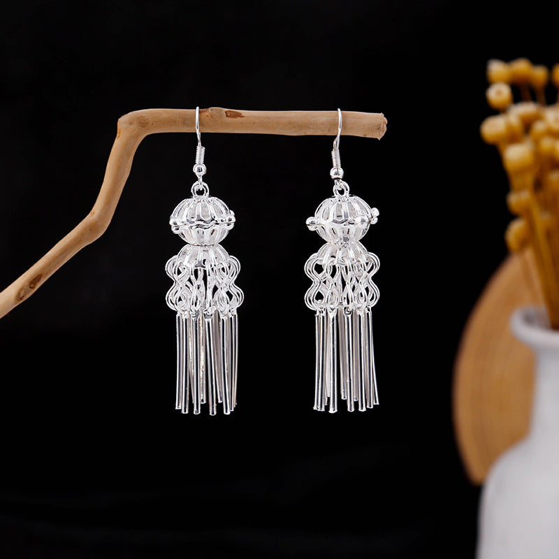 Imitation Sier Miao Minority Tourist Attractions Bohemian Exaggerated Long Leaves Earrings