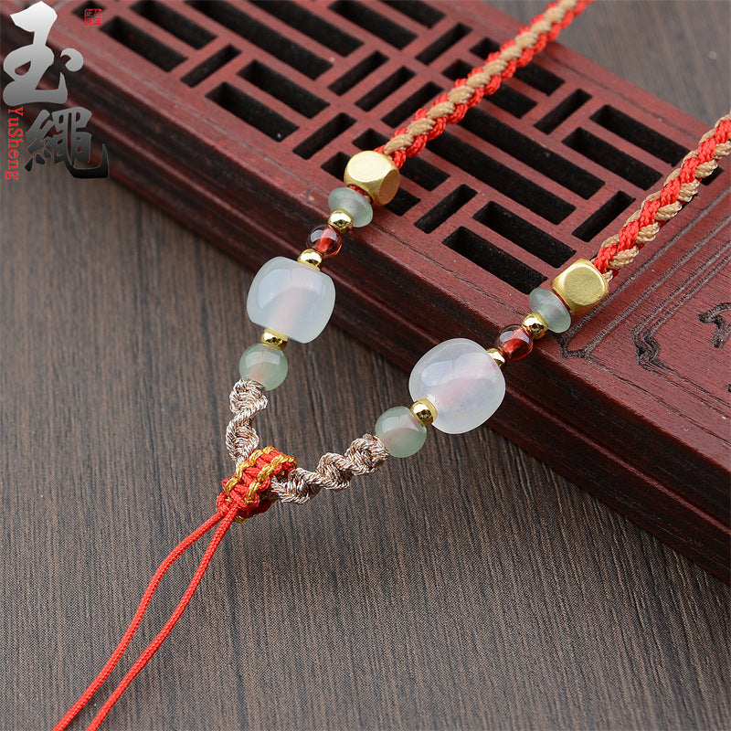 Comfortable Rope Emerald Jade Hand-woven Aventurine Necklaces