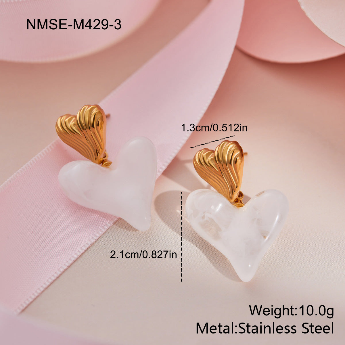 Retro Heart-shaped Large Spring Fashionable Simple Resin Eardrops Earrings