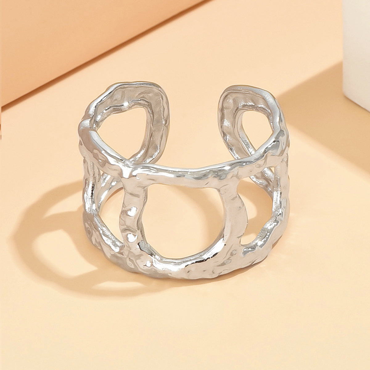 Retro Baroque Wind Liquid Irregular Titanium Steel Female Rings