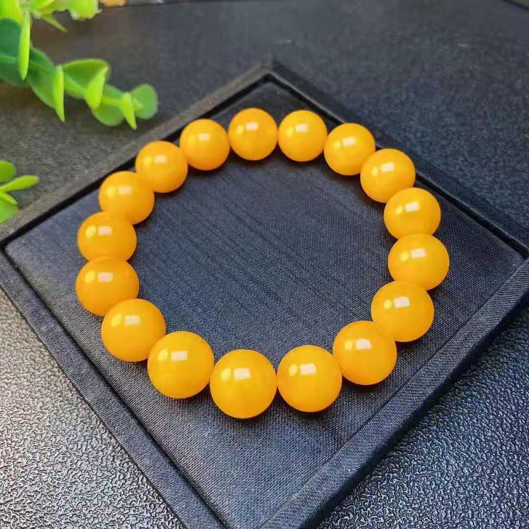Women's & Men's Style Single Circle Yellow Chicken Grease Old Buddha Beads Live Bracelet