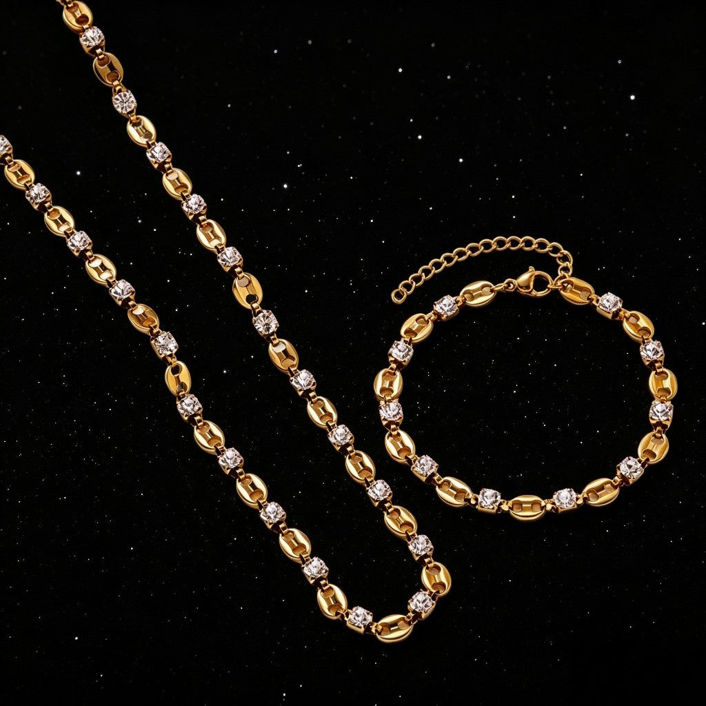 Pig Nose Diamond Ear Trendy High Quality Jewelry Set