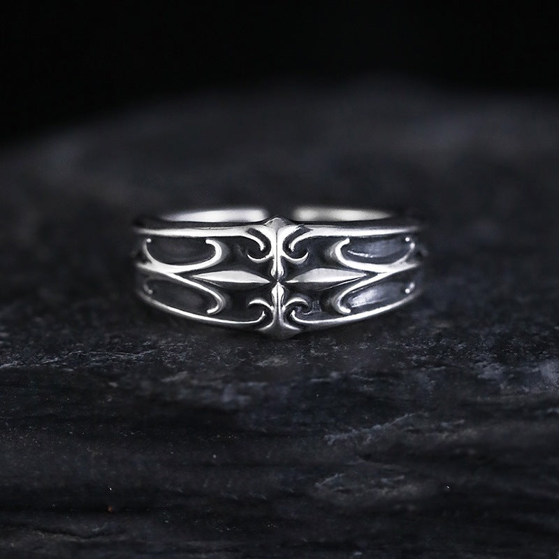 Men's Thai Sier High Sense Index Finger Cross Ring