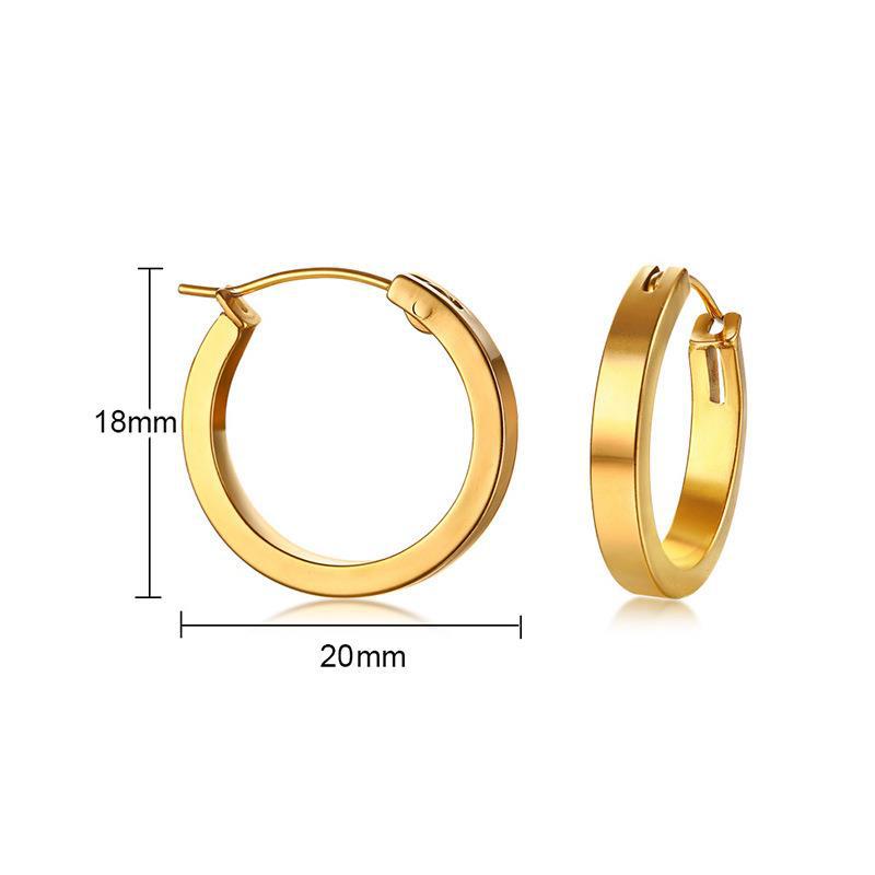 Women's Titanium Steel Round Stainless Ear Gold Earrings